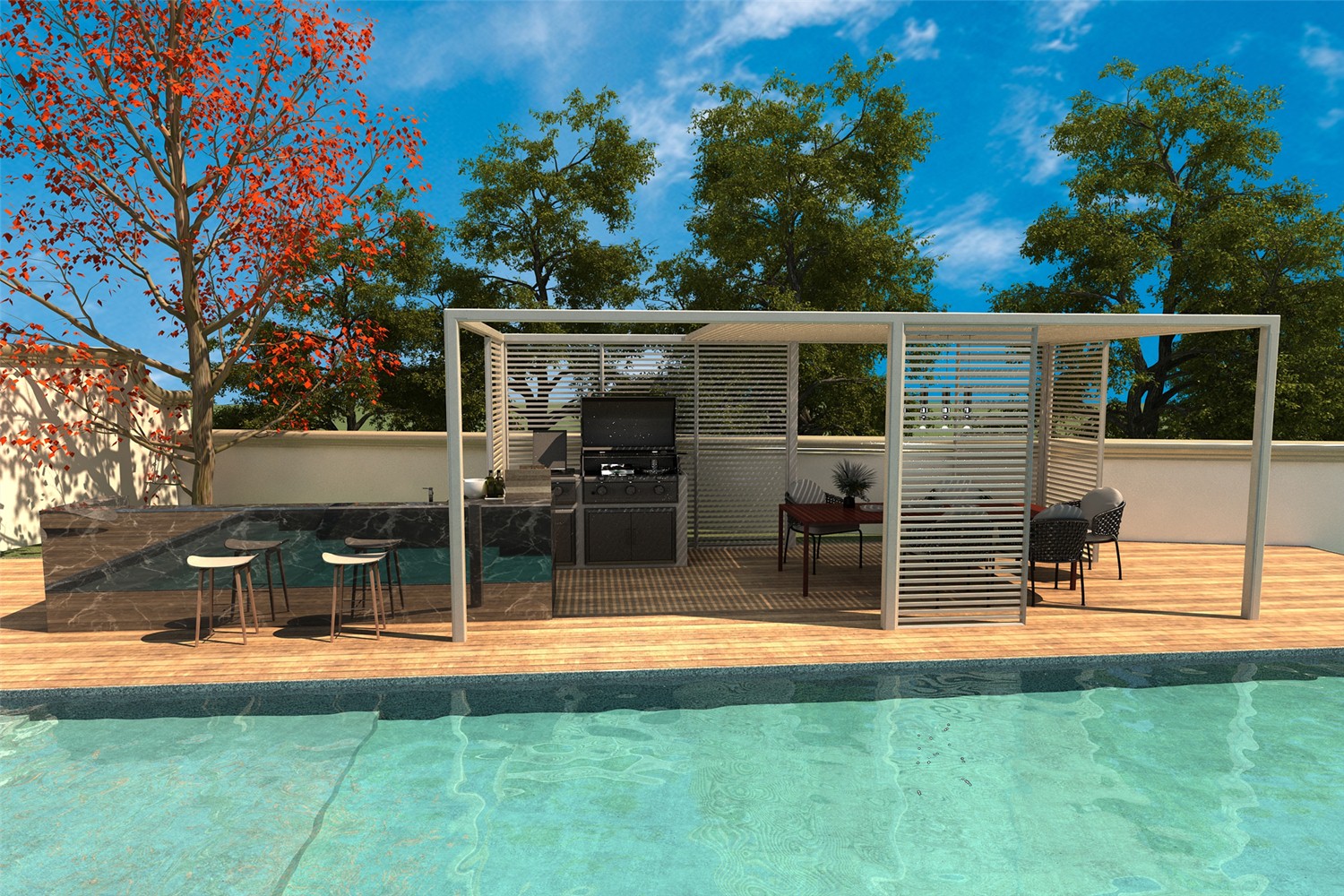 grills and outdoor living space built with S living